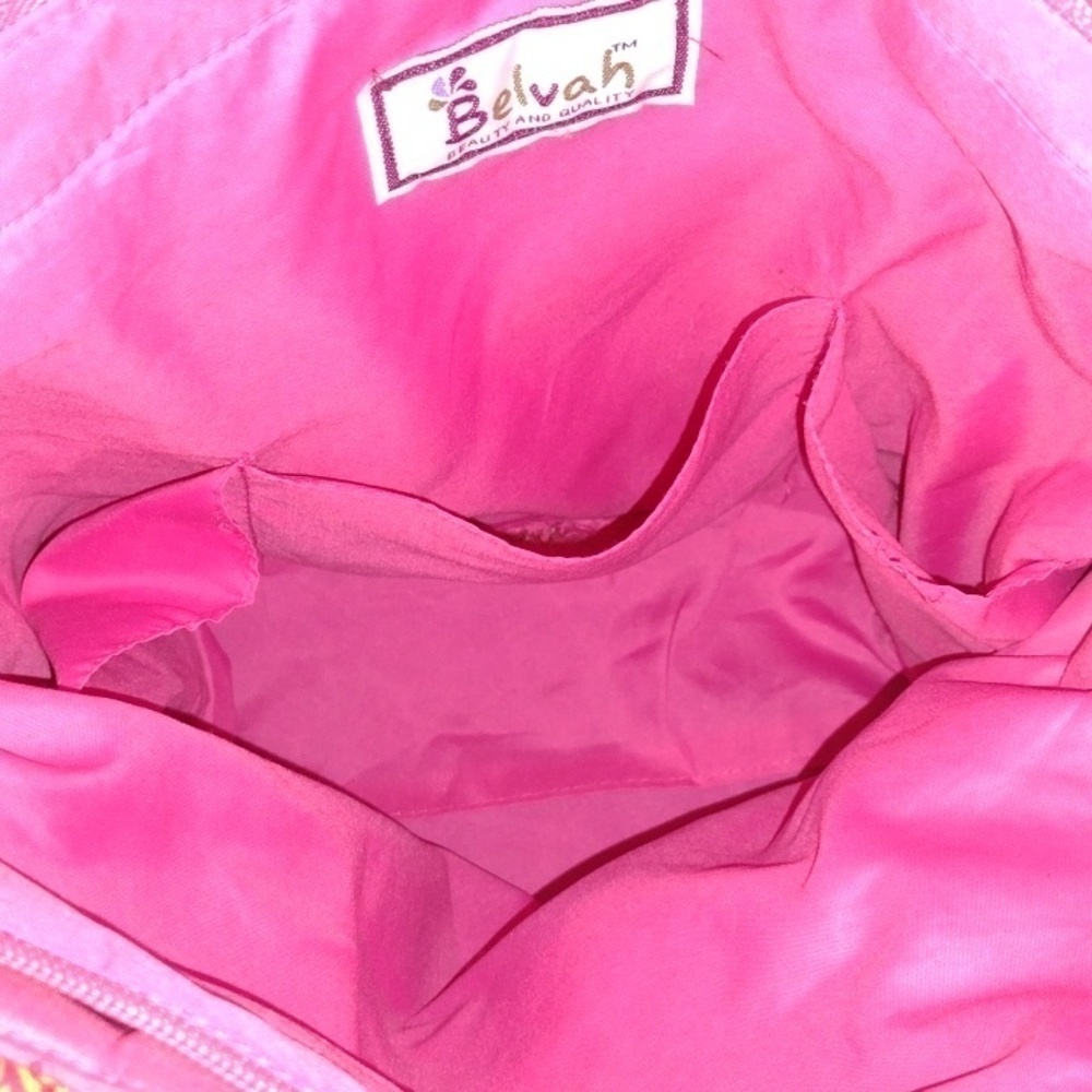 BELVAH quilted diaper bag w/ bow pink and floral Barbiecore - Picture 3 of 12